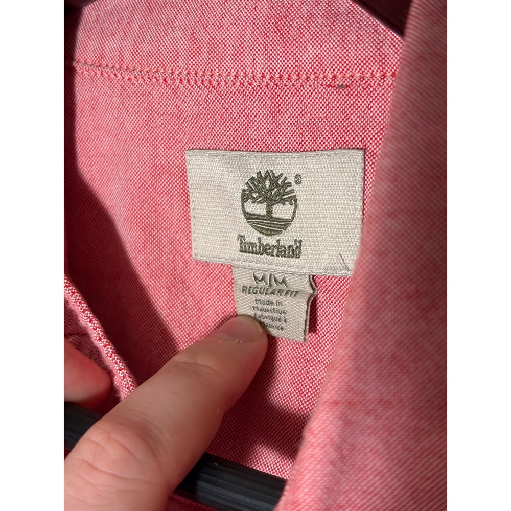 Timberland Mens Regular Fit Oxford Shirt Coral Pink Long Sleeve TB08747J Medium